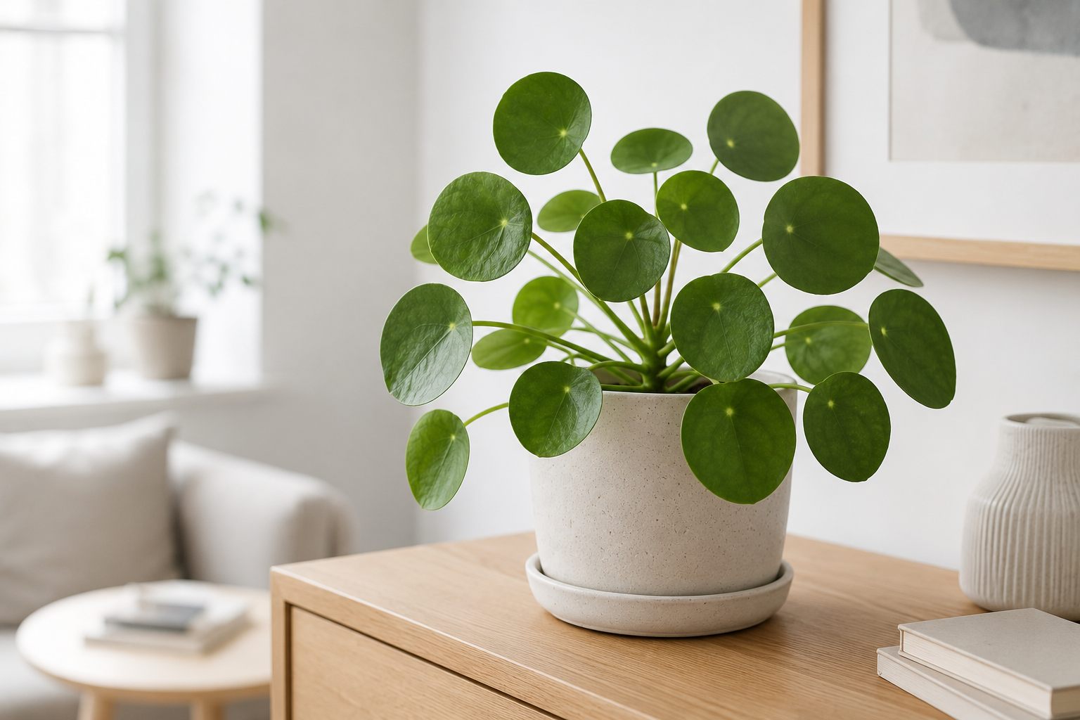 pilea-peperomioides-w-stylu-skandynawskim Rośliny do wnętrz w stylu skandynawskim. Dzięki nim stworzysz jasne i przytulne wnętrze