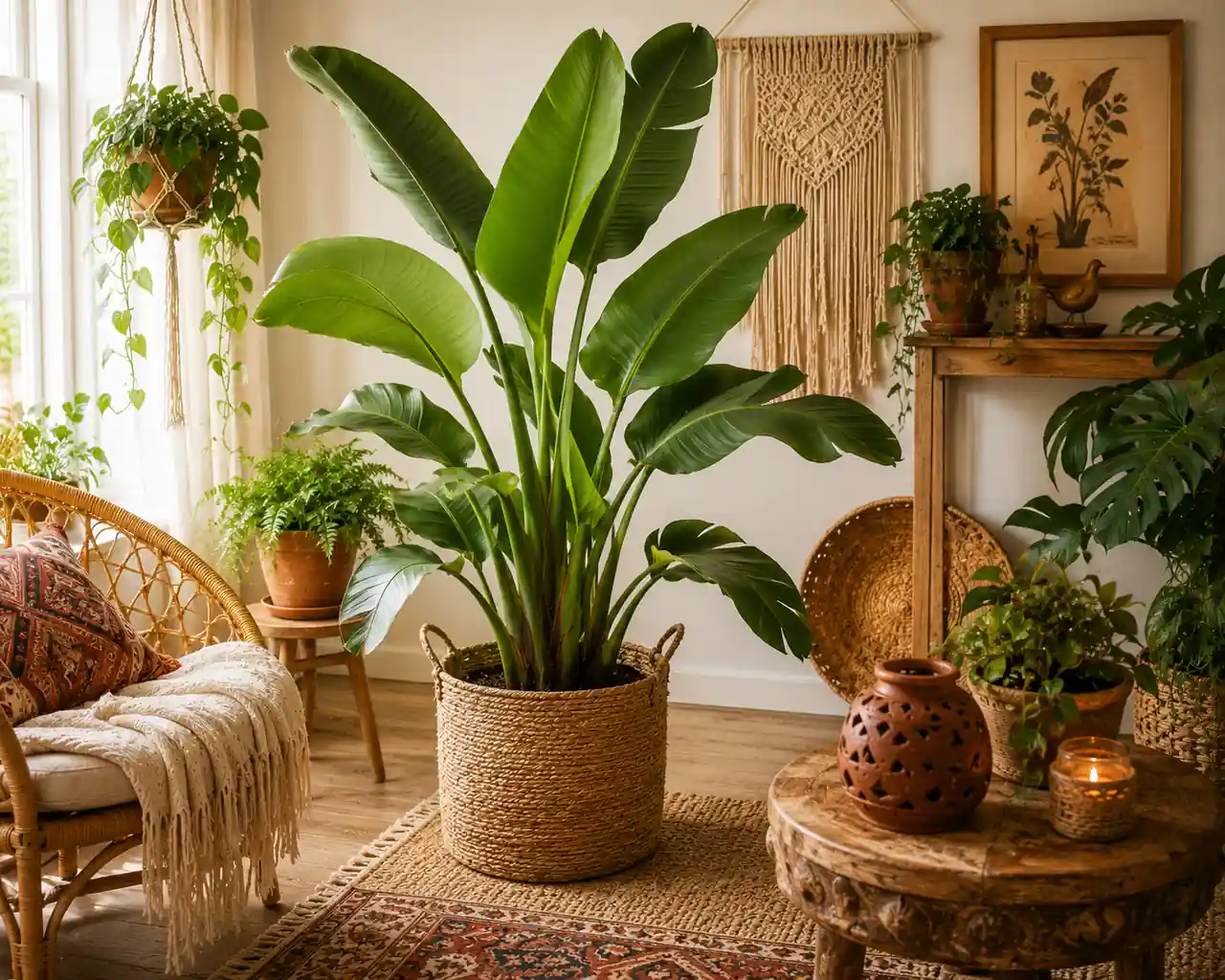 bananowiec-wnetrze-boho Rośliny do wnętrz boho. Te gatunki tworzą niesamowity klimat